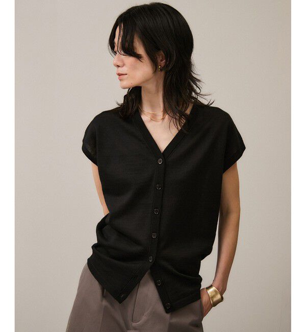 SALON adam et rope'「リネンニットベスト2WAYカーディガン［ドライタッチ・洗える］」|カーディガン|ブラック(01)