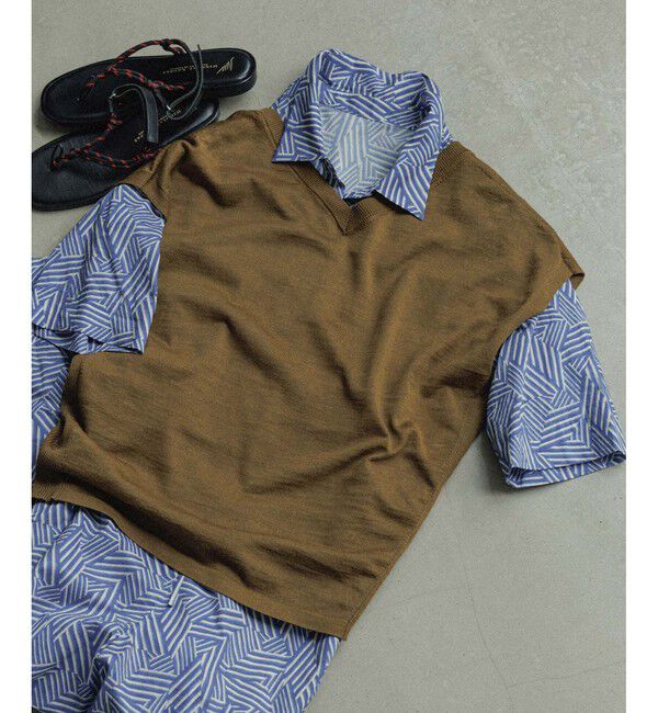 SALON adam et rope'「リネンニットベスト2WAYカーディガン［ドライタッチ・洗える］」|カーディガン|