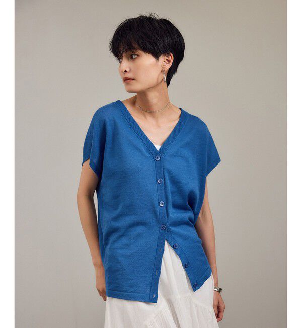 SALON adam et rope'「リネンニットベスト2WAYカーディガン［ドライタッチ・洗える］」|カーディガン|