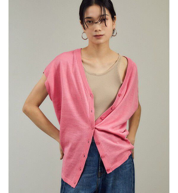 SALON adam et rope'「リネンニットベスト2WAYカーディガン［ドライタッチ・洗える］」|カーディガン|ピンク(63)