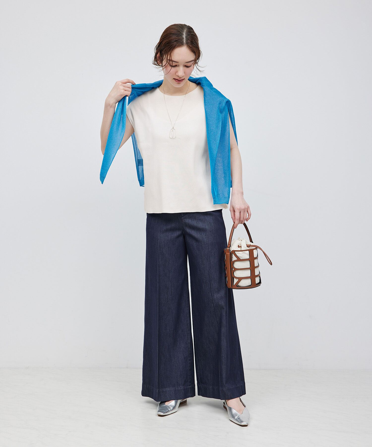 ROPE「【洗える】【接触冷感】ICE COTTONアームレットニットトップス【雑誌/メディア掲載】」|ニット・セーター|