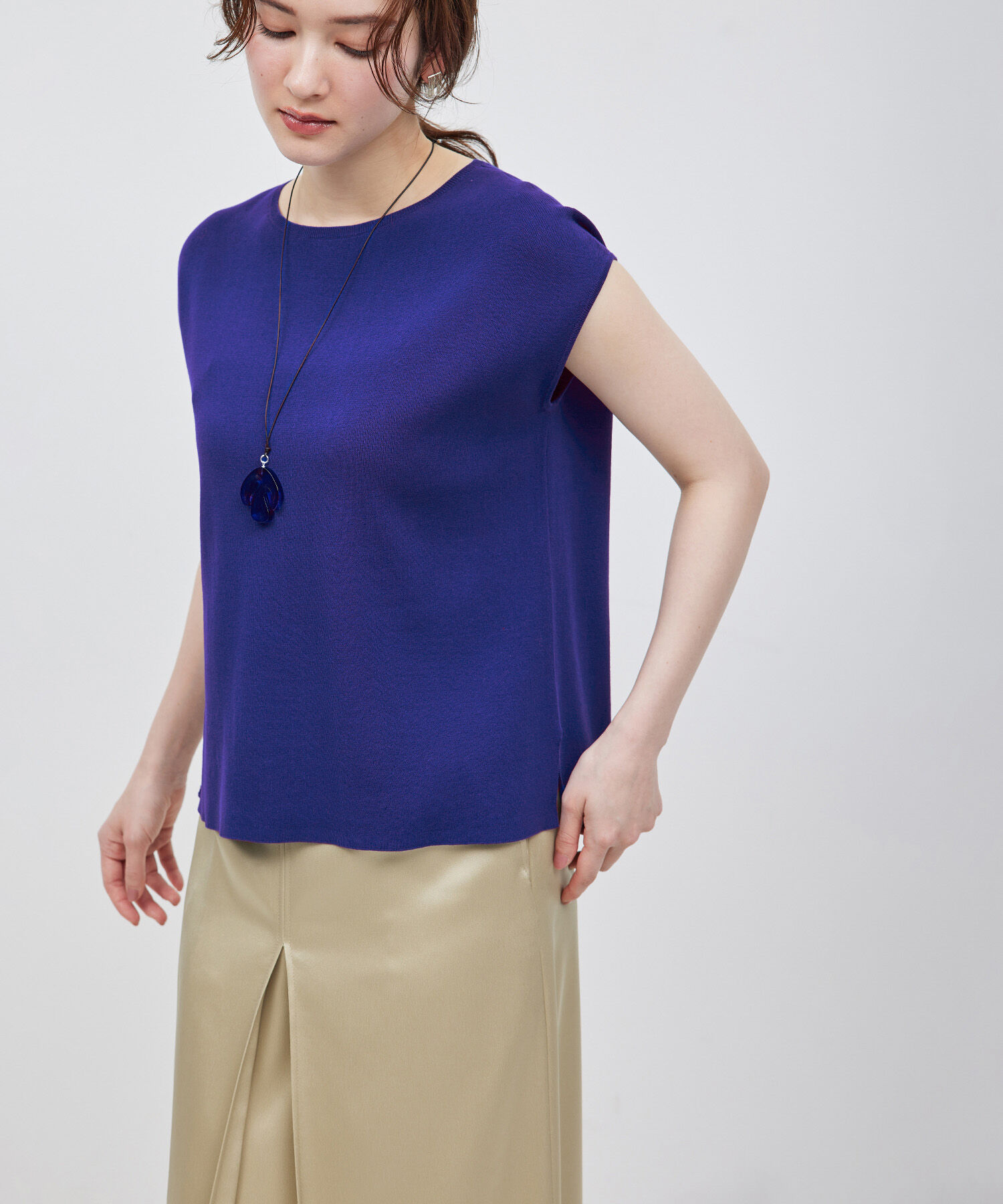 ROPE「【洗える】【接触冷感】ICE COTTONアームレットニットトップス【雑誌/メディア掲載】」|ニット・セーター|