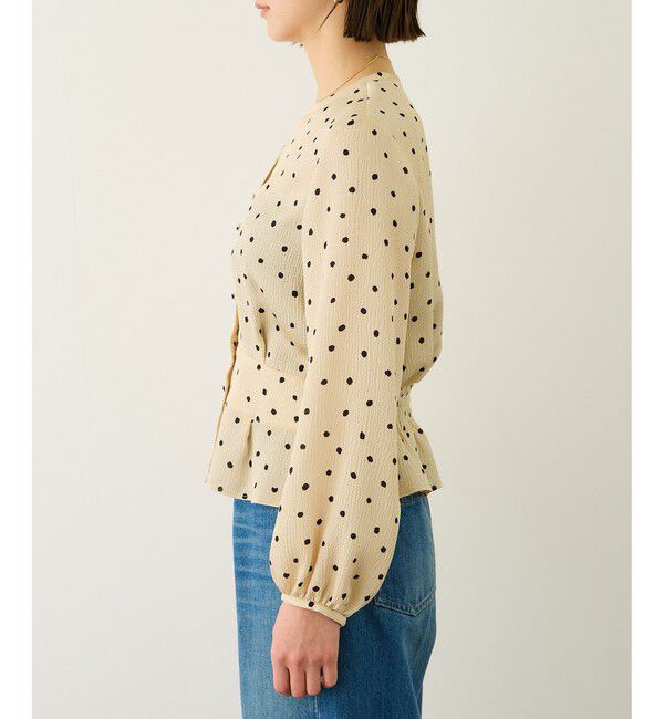 ROPE「ドットプリントペプラムブラウス/イージーケア」|シャツ・ブラウス|