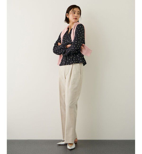 ROPE「ドットプリントペプラムブラウス/イージーケア」|シャツ・ブラウス|