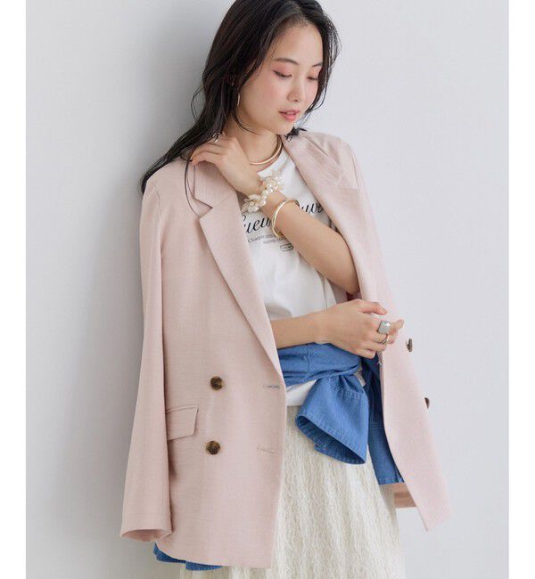 VIS「美easyリネンライクテーラードジャケット/イージーケア・接触冷感・セットアップ対応」|テーラードジャケット|ピンク(63)