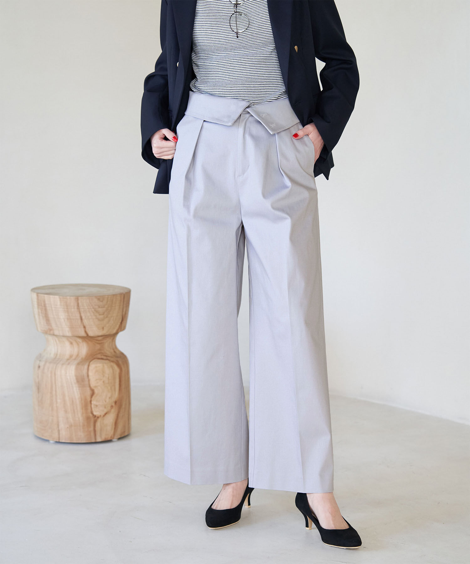 Rope&rsquo;Picnic「防汚加工/タックワイドパンツ」|その他|サックス(48)