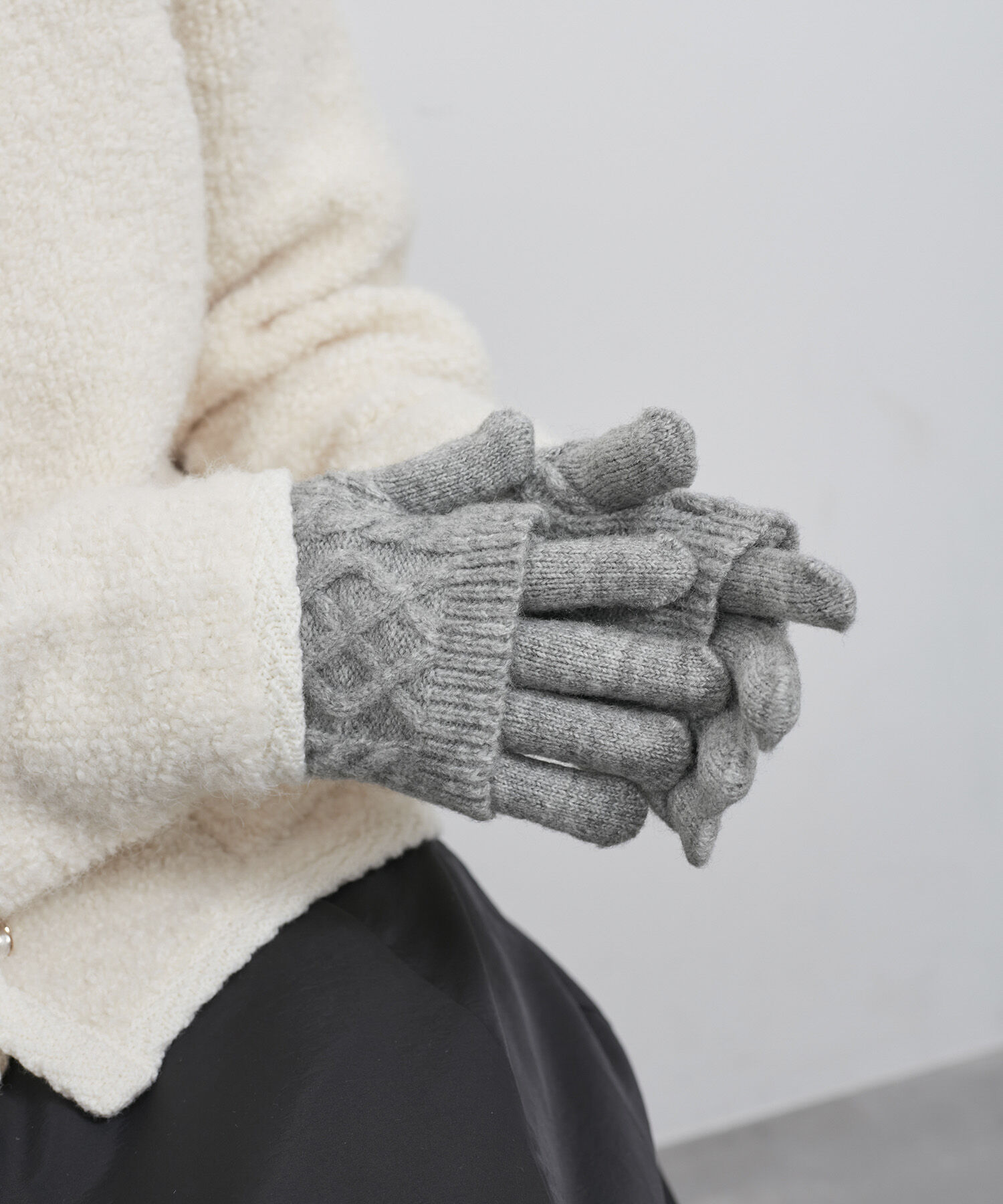 ROPE PICNIC PASSAGE「3WAY/ケーブル編み&times;リブ編みニットグローブ」|手袋|