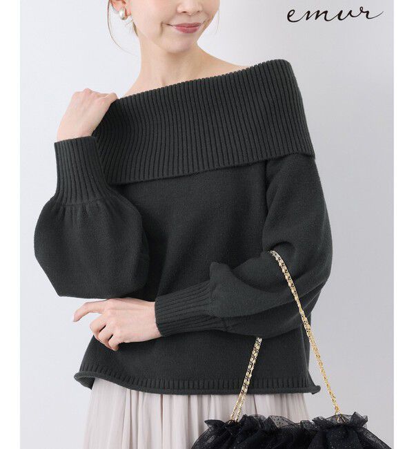 Rope&rsquo;Picnic「【emur/エミュール】オフショルダーニット」|ニット・セーター|ブラック(01)
