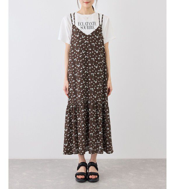 Rope&rsquo;Picnic「花柄ティアードダブルストラップキャミワンピース」|ワンピース|