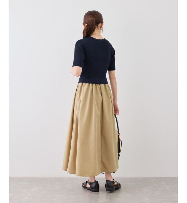 Rope&rsquo;Picnic「メタル釦布帛ドッキングハーフスリーブニットワンピース」|ワンピース|