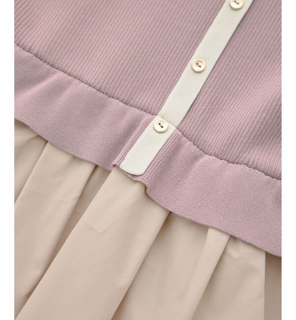 Rope&rsquo;Picnic「メタル釦布帛ドッキングハーフスリーブニットワンピース」|ワンピース|