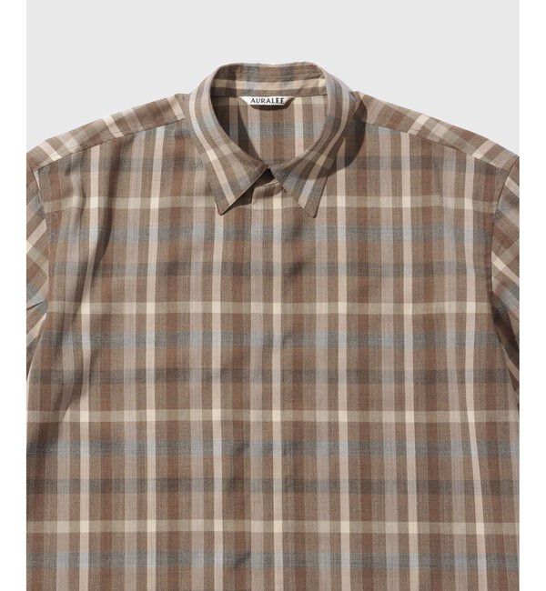 ADAM ET ROPE'「【AURALEE/オーラリー】SUPER FINE TROPICAL WOOL CHECK HALF-SLEEVED SHIRT」|シャツ・ブラウス|