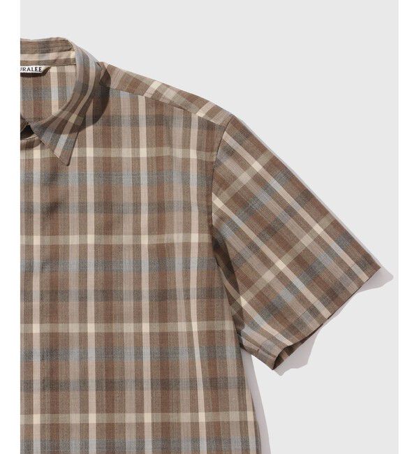 ADAM ET ROPE'「【AURALEE/オーラリー】SUPER FINE TROPICAL WOOL CHECK HALF-SLEEVED SHIRT」|シャツ・ブラウス|