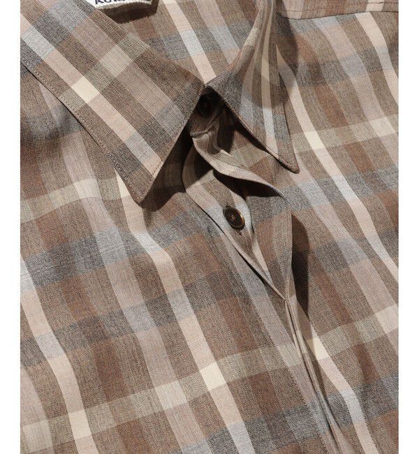ADAM ET ROPE'「【AURALEE/オーラリー】SUPER FINE TROPICAL WOOL CHECK HALF-SLEEVED SHIRT」|シャツ・ブラウス|