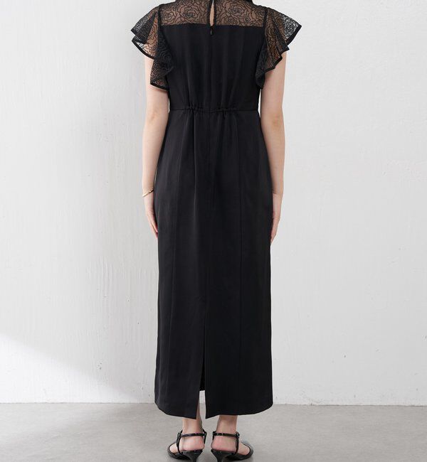  「刺繍レースマットサテンワンピース」|ワンピース|