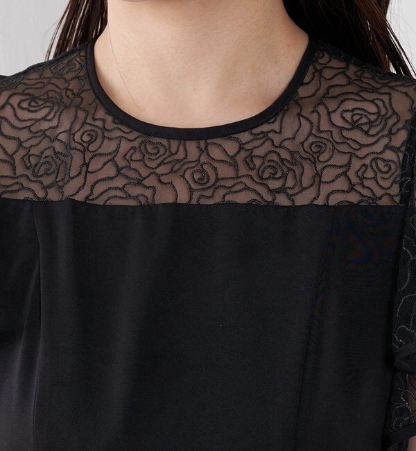  「刺繍レースマットサテンワンピース」|ワンピース|