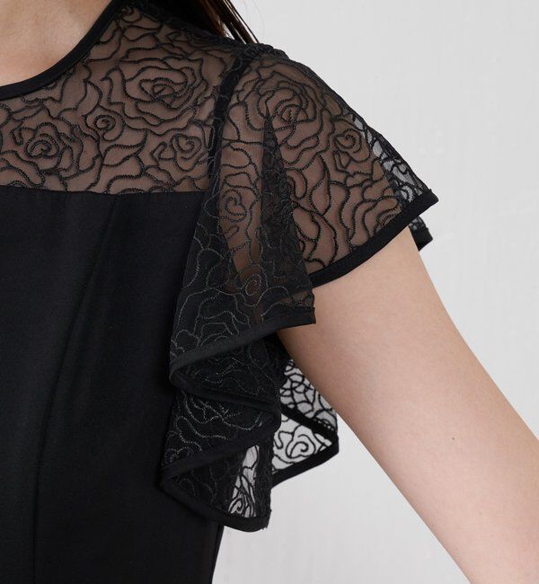  「刺繍レースマットサテンワンピース」|ワンピース|