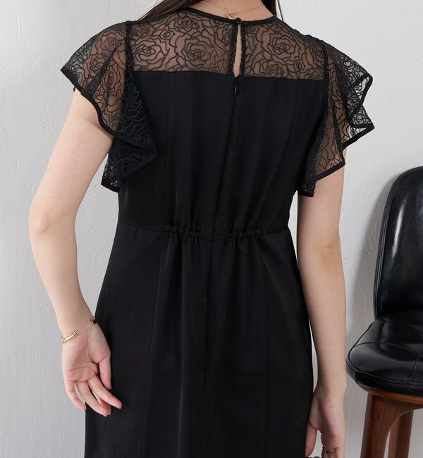  「刺繍レースマットサテンワンピース」|ワンピース|
