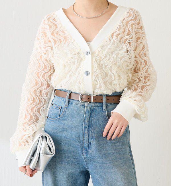  「《1枚で着映える》ギャザー切替シャツカーディガン」|シャツ・ブラウス|