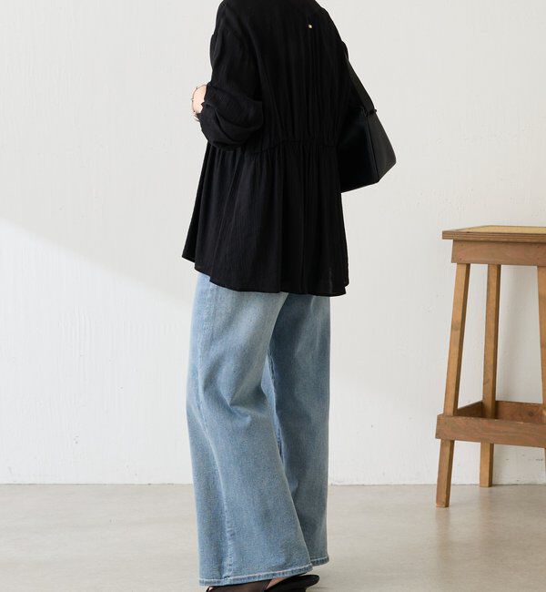  「《1枚で着映える》ギャザー切替シャツカーディガン」|シャツ・ブラウス|