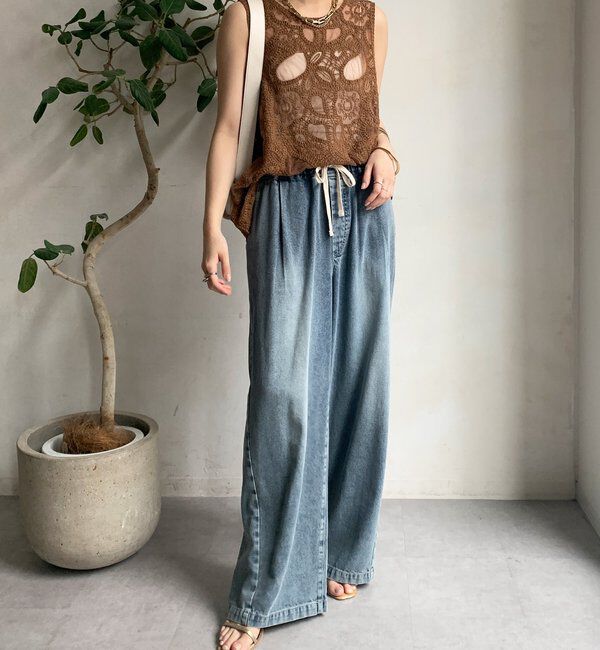  「刺繍前後2WAYレースタンク」|シャツ・ブラウス|