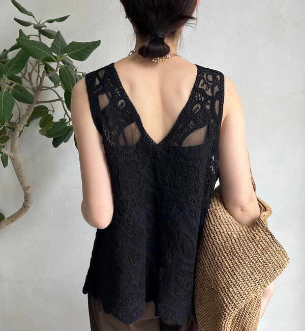  「刺繍前後2WAYレースタンク」|シャツ・ブラウス|