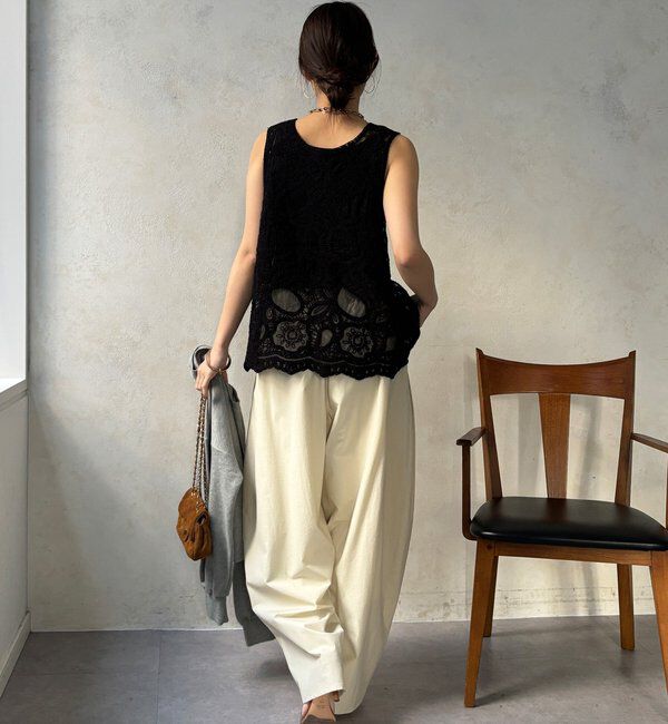  「刺繍前後2WAYレースタンク」|シャツ・ブラウス|