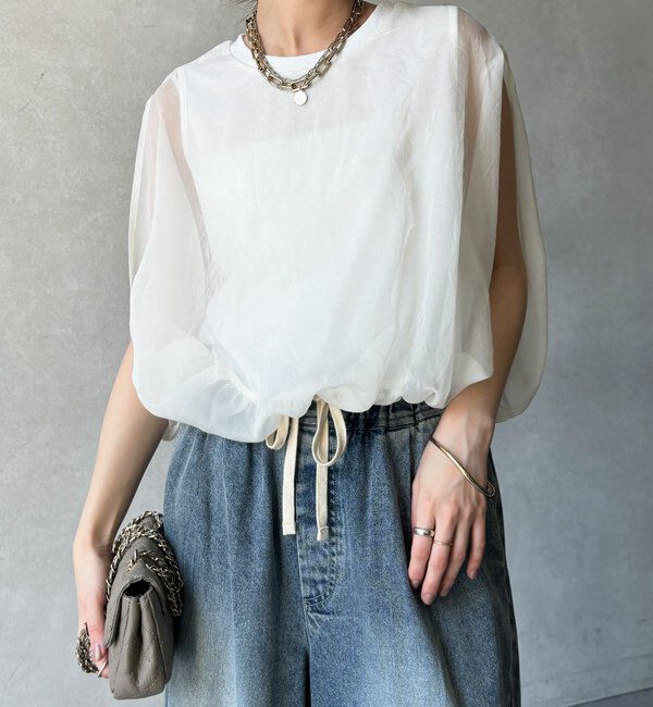  「【WEB限定】オーガンジーレイヤードバルーンプルオーバー」|シャツ・ブラウス|