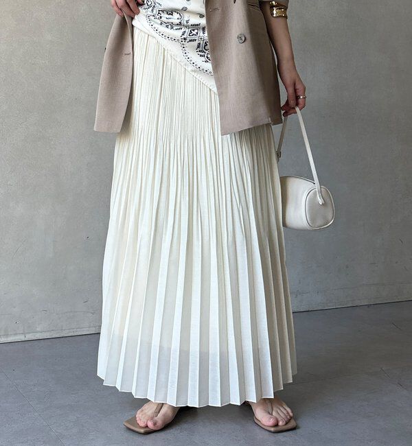  「【WEB限定】リネンライクシアースラブプリーツスカート」|スカート|