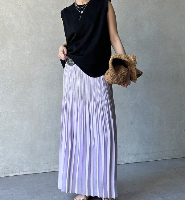  「【WEB限定】リネンライクシアースラブプリーツスカート」|スカート|