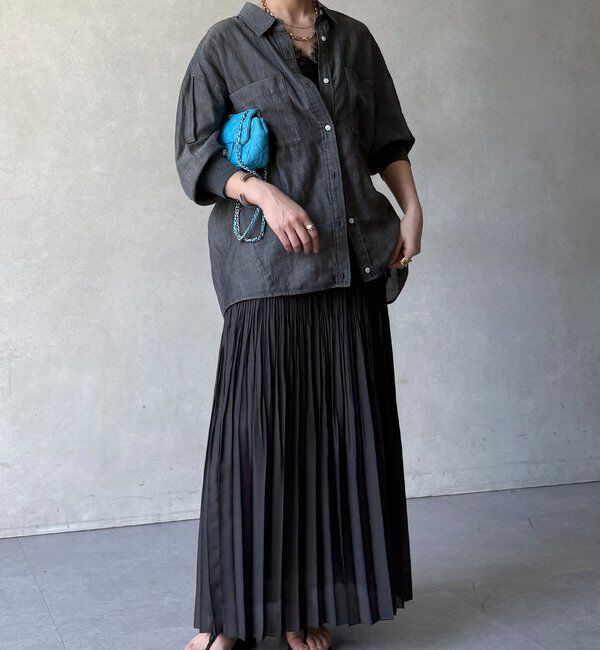  「【WEB限定】リネンライクシアースラブプリーツスカート」|スカート|