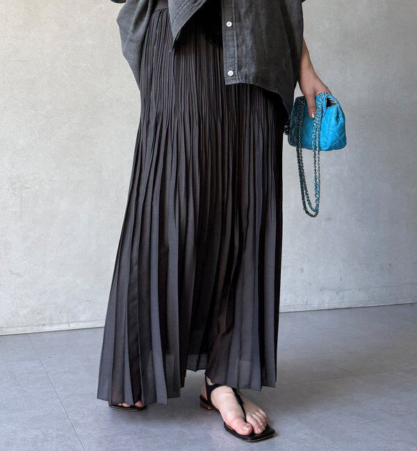  「【WEB限定】リネンライクシアースラブプリーツスカート」|スカート|