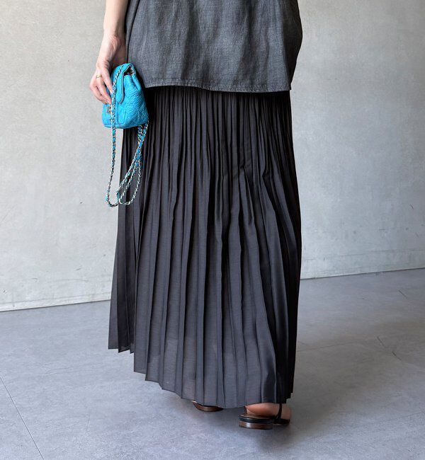  「【WEB限定】リネンライクシアースラブプリーツスカート」|スカート|