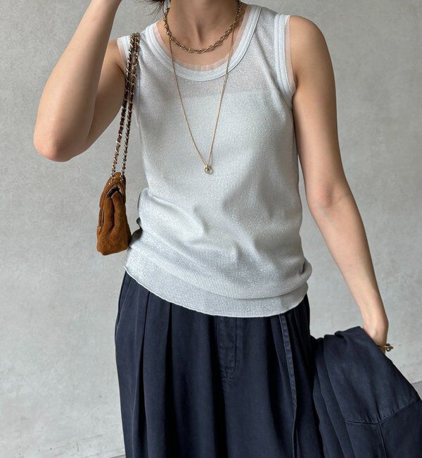  「ラメリブチュールタンク」|Tシャツ・カットソー|