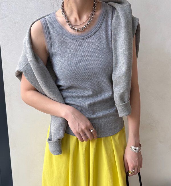  「ラメリブチュールタンク」|Tシャツ・カットソー|グレー