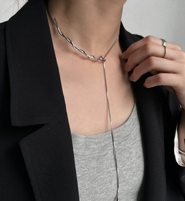  「ウエーブバーチョーカーネックレス」|ネックレス|シルバー