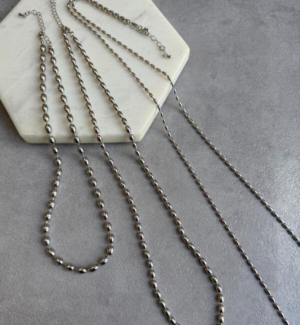  「3連変形ボールチェーンネックレス」|ネックレス|