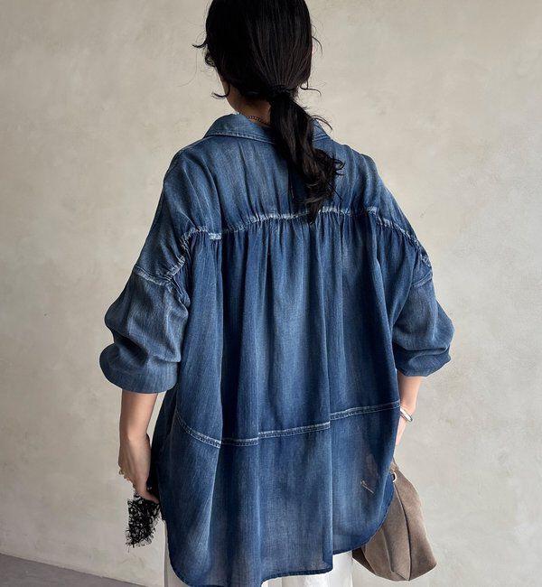  「バックギャザーシアーデニムシャツ」|シャツ・ブラウス|