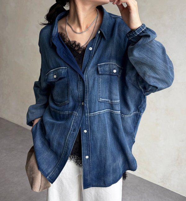  「バックギャザーシアーデニムシャツ」|シャツ・ブラウス|