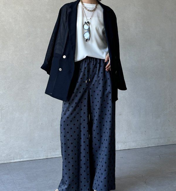  「【WEB限定】デニムライクドットプリントイージーパンツ」|チノ|