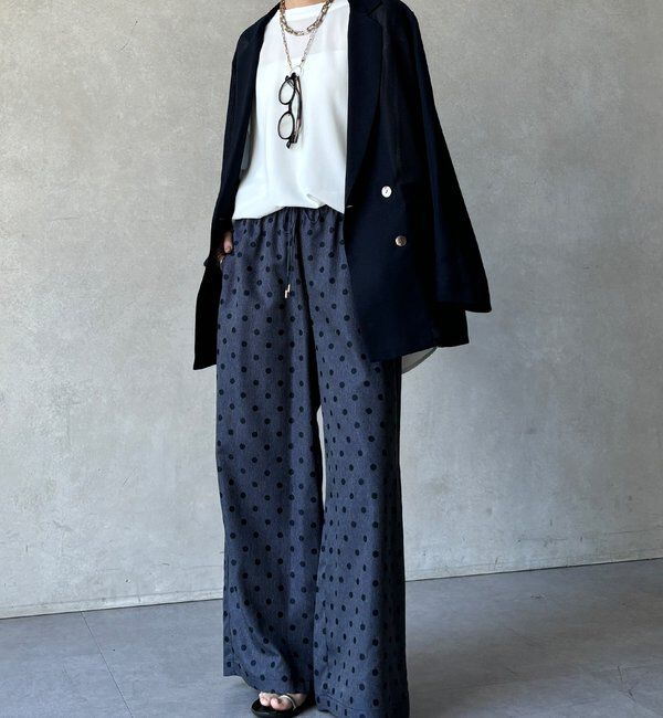  「【WEB限定】デニムライクドットプリントイージーパンツ」|チノ|