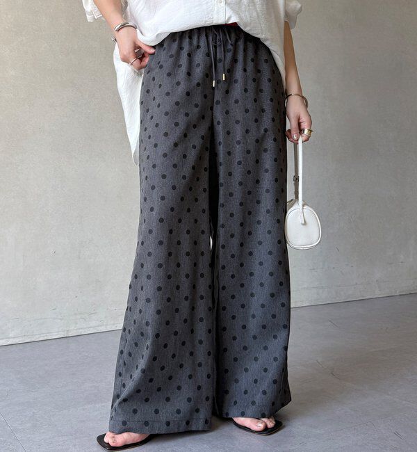  「【WEB限定】デニムライクドットプリントイージーパンツ」|チノ|