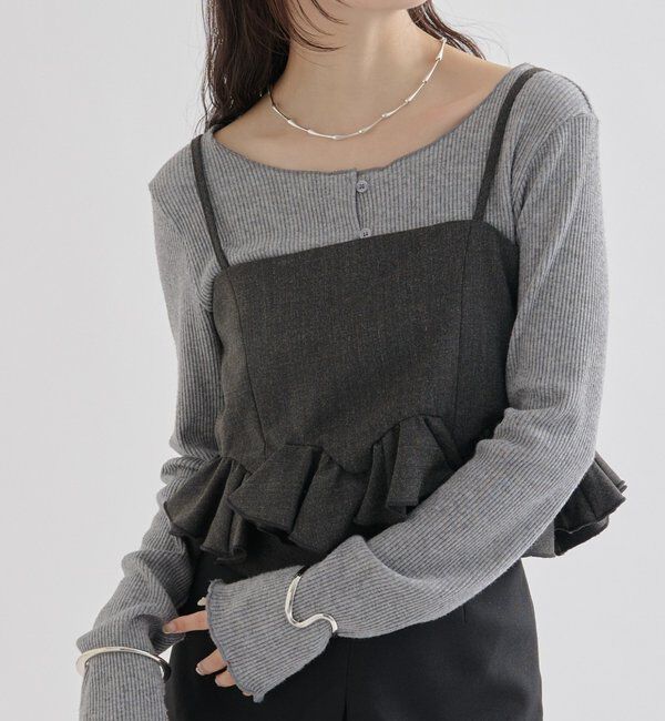  「ウェーブフリルビスチェ」|シャツ・ブラウス|チャコールグレー