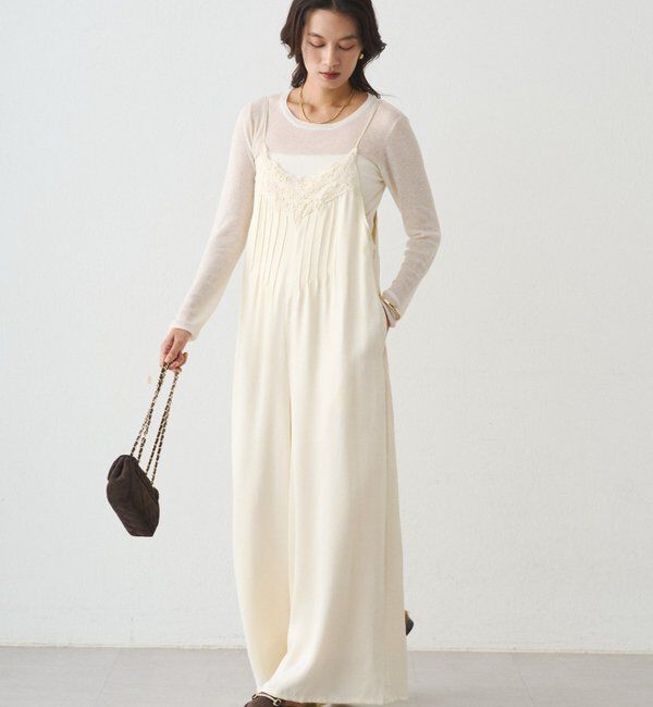  「レースサテンキャミオールインワン」|ワンピース|