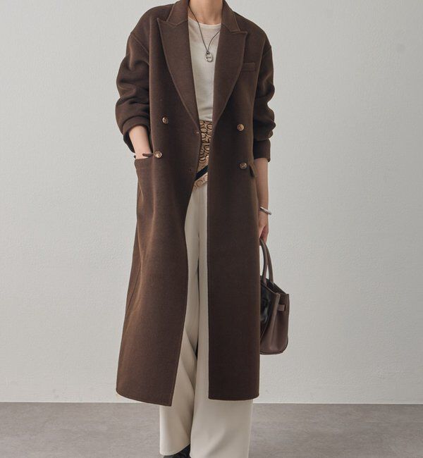  「ピークドラペルリバーコート」|その他|ブラウン