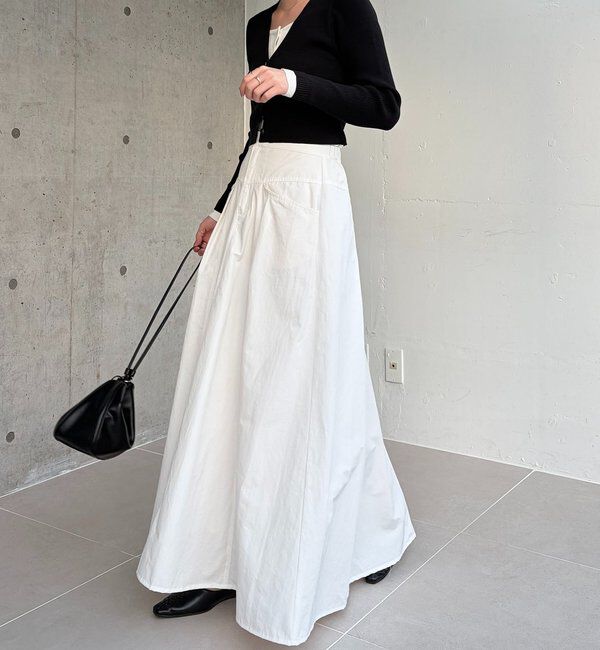  「【低身長サイズあり】切替コットンフレアスカート」|スカート|