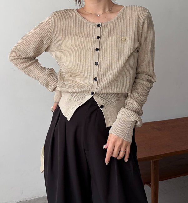  「シアーリブカーディガン」|カーディガン|ベージュ