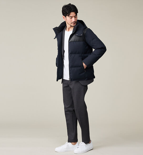 ABAHOUSE「【700FP】レザーライクコンビ ダウンジャケット」|ダウン|