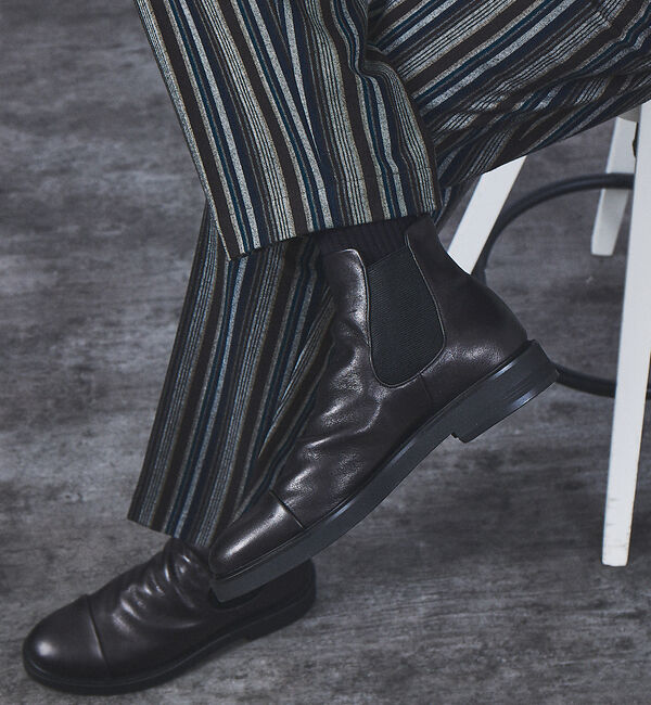 alfredoBANNISTER「【ソフトレザー】ドレープ サイドゴア ブーツ」|ショートブーツ|ブラック
