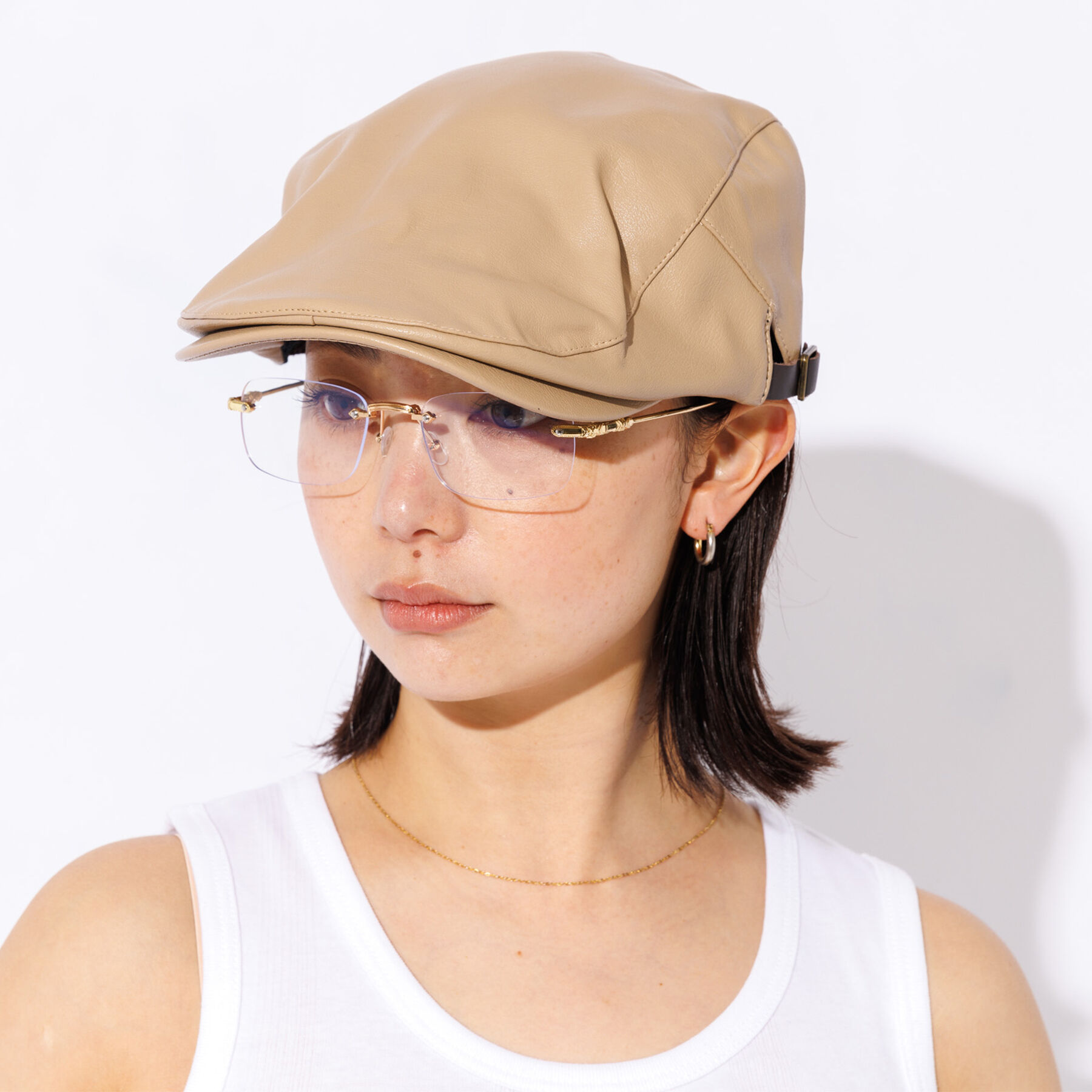 Rouge vif「【RUBEN】フェイクレザーハンチング」|その他|ベージュ